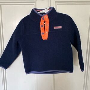 Vineyard Vines Sherpa Pullover, Navy with Periwinkle and Orange Trim, Size 3T